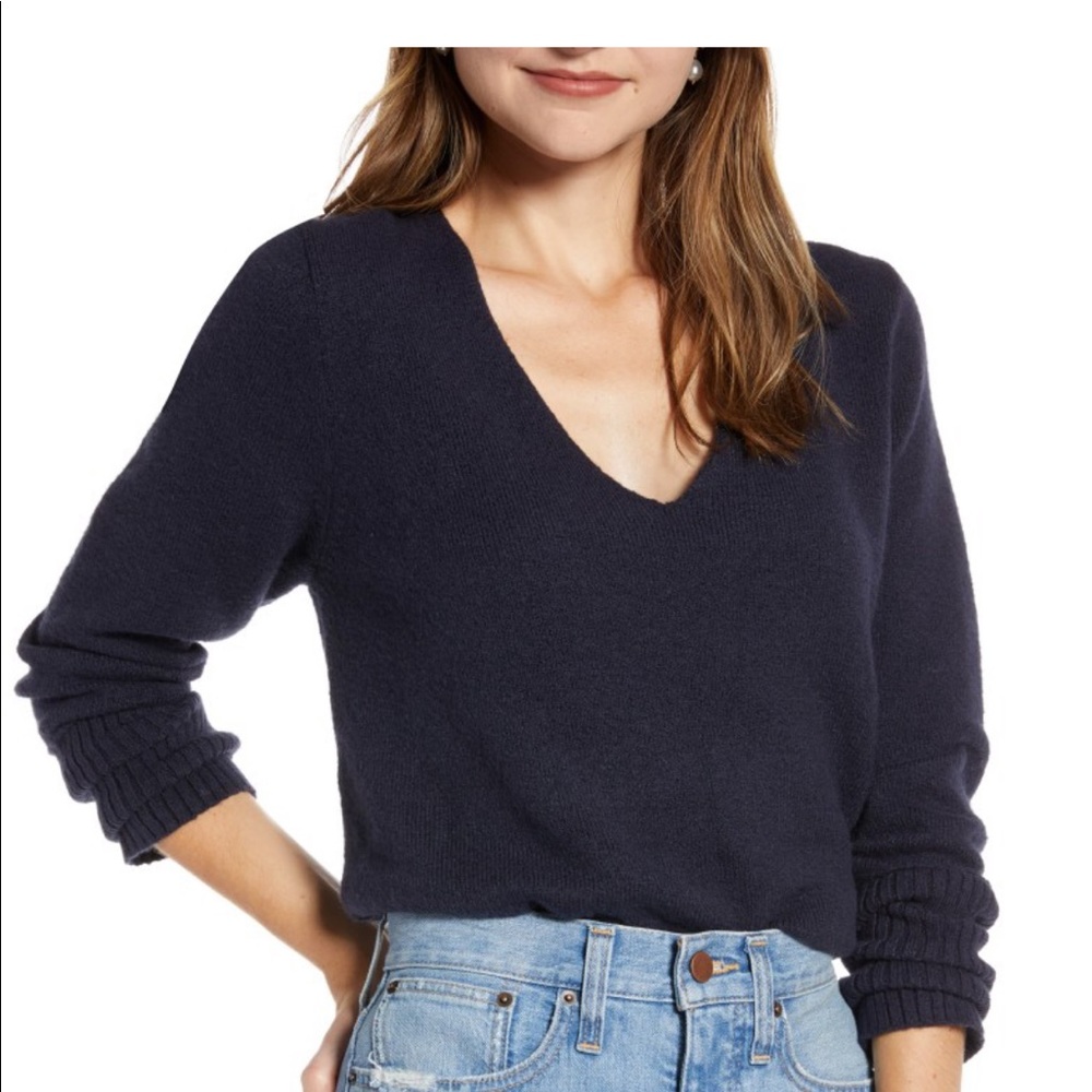Something Navy V-Neck Sweater